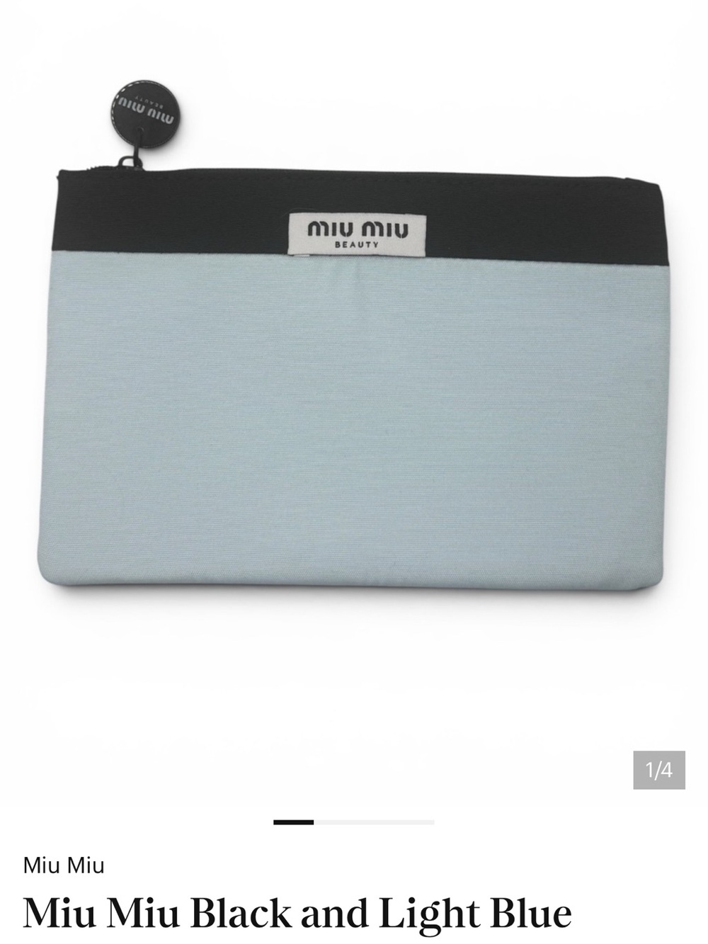 Miu Miu Light Blue & Black Zip Pouch - Picture 2 of 2